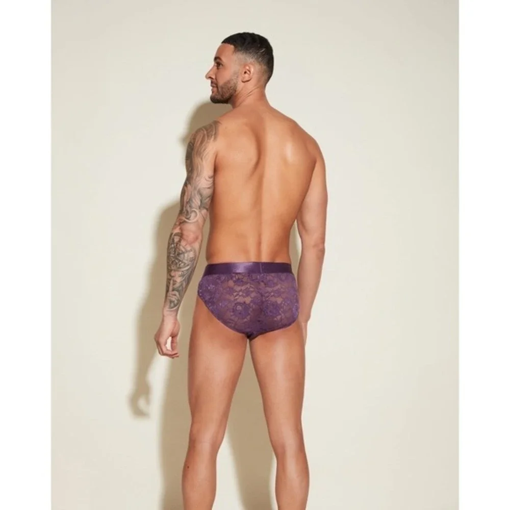 Cosabella Never Say Never Men's Sports Brief Purple Lace Luxury Underwear XL
